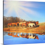 Walk Along The Pond Canvas Print