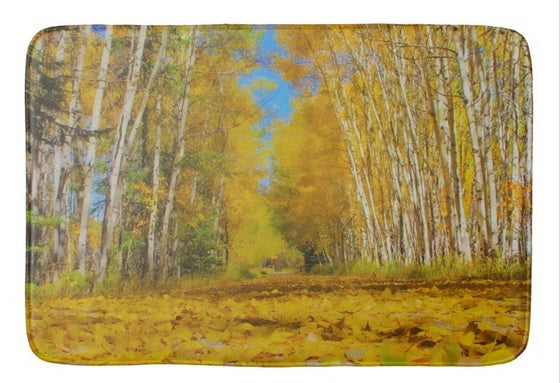 Yellow Leaf Road Bath Mat