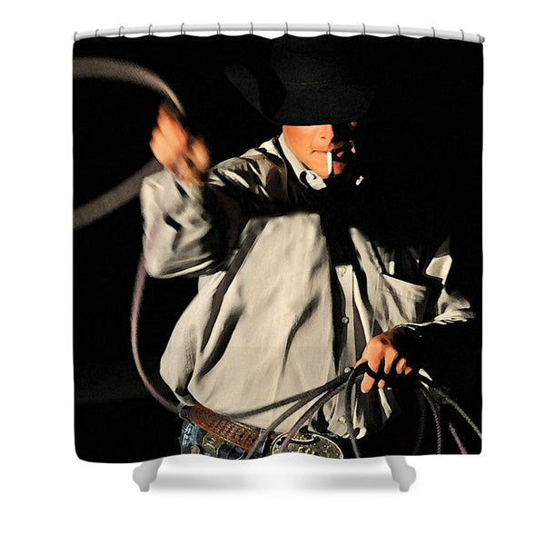 Ropin' Smoke Shower Curtain